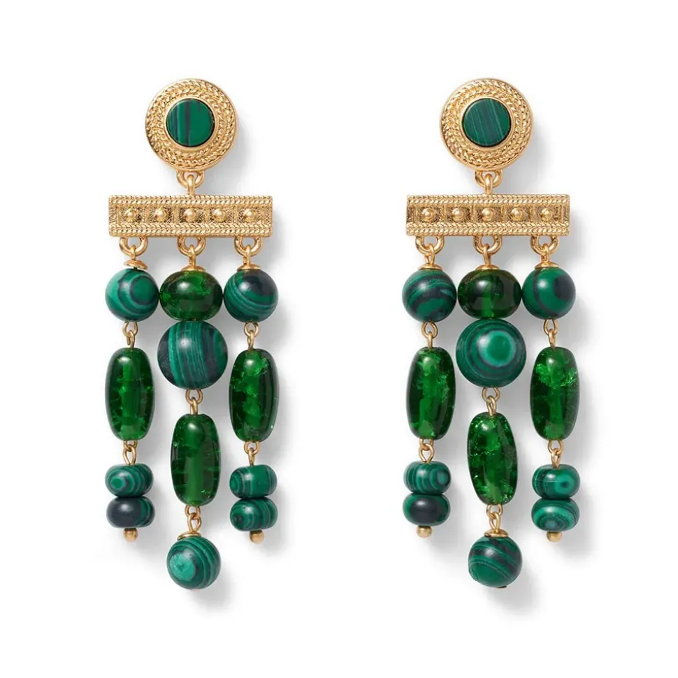 Roman Malachite Chandelier Earrings