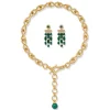 Roman Malachite Statement Necklace And Chandelier Earrings Set