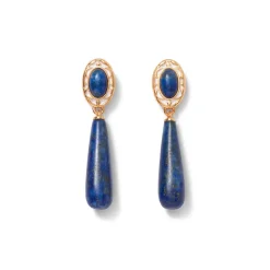 Spanish Baldric Lapis Elongated Drop Earrings
