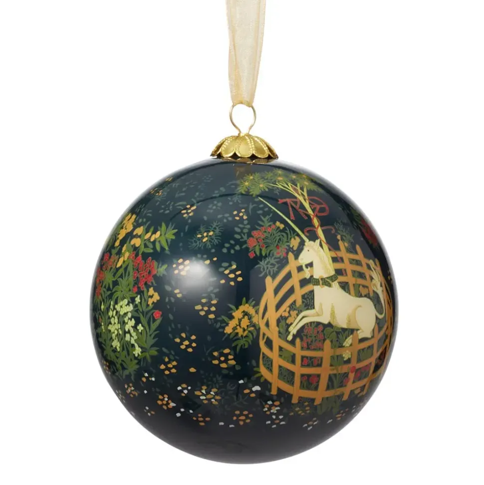 Unicorn In A Garden Hand-Painted Glass Ornament