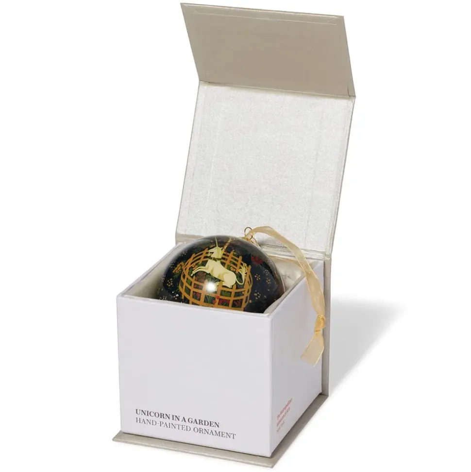 Unicorn In A Garden Hand-Painted Glass Ornament