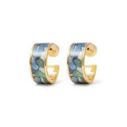 Van Gogh Irises Enamel Hoop Earrings