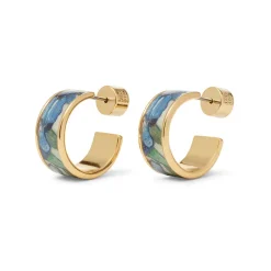 Van Gogh Irises Enamel Hoop Earrings