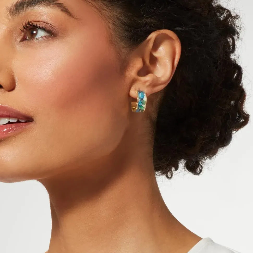 Van Gogh Irises Enamel Hoop Earrings