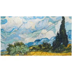 Van Gogh Wheat Field With Cypresses Oversize Oblong Silk Scarf