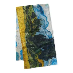 Van Gogh Wheat Field With Cypresses Oversize Oblong Silk Scarf