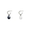 Venus Pearl Silver Drop Earrings, Black/White