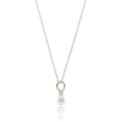 Venus Pearl Silver Pendant Necklace, White