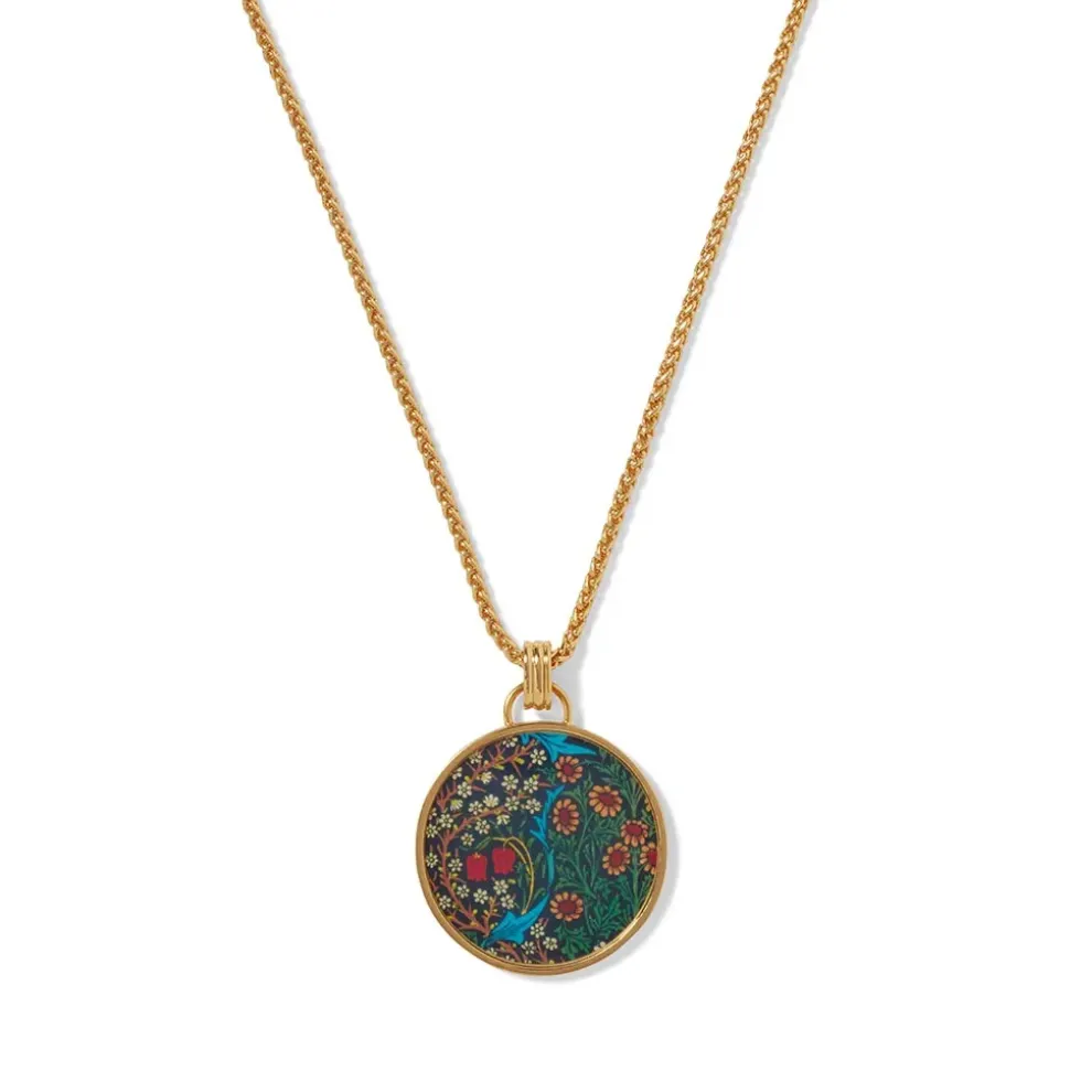 William Morris Blackthorn Enamel Pendant Necklace