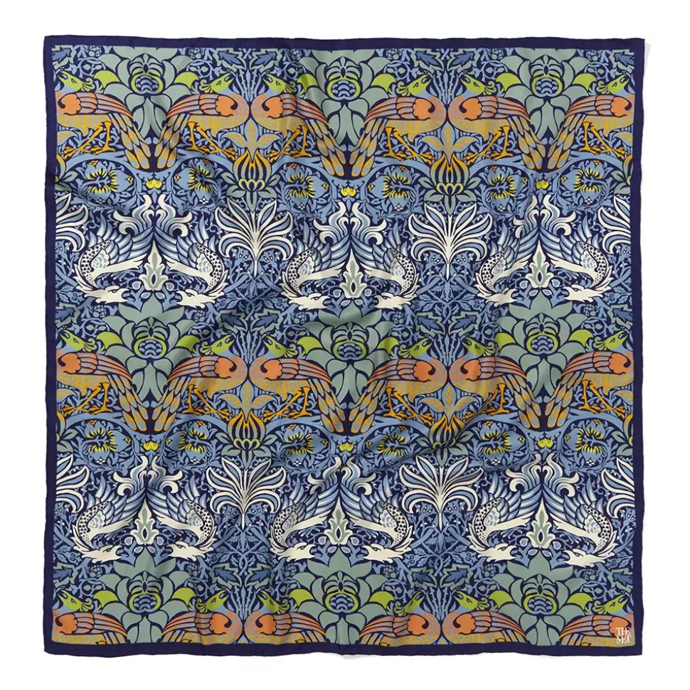 William Morris Peacock And Dragon Square Silk Scarf
