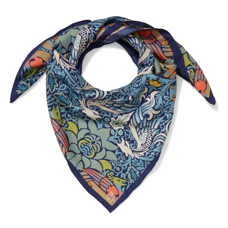 William Morris Peacock And Dragon Square Silk Scarf