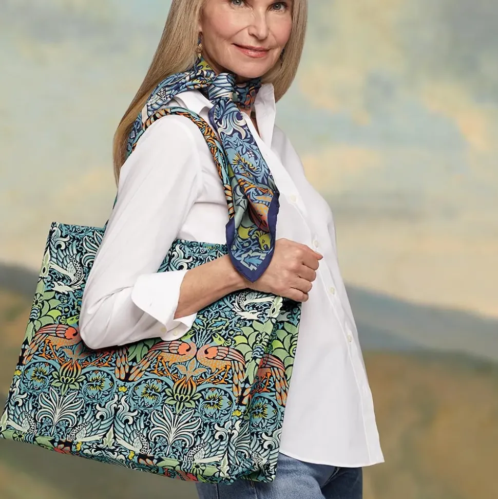 William Morris Peacock And Dragon Square Silk Scarf