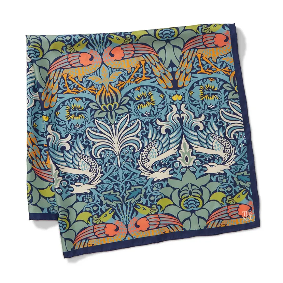 William Morris Peacock And Dragon Square Silk Scarf