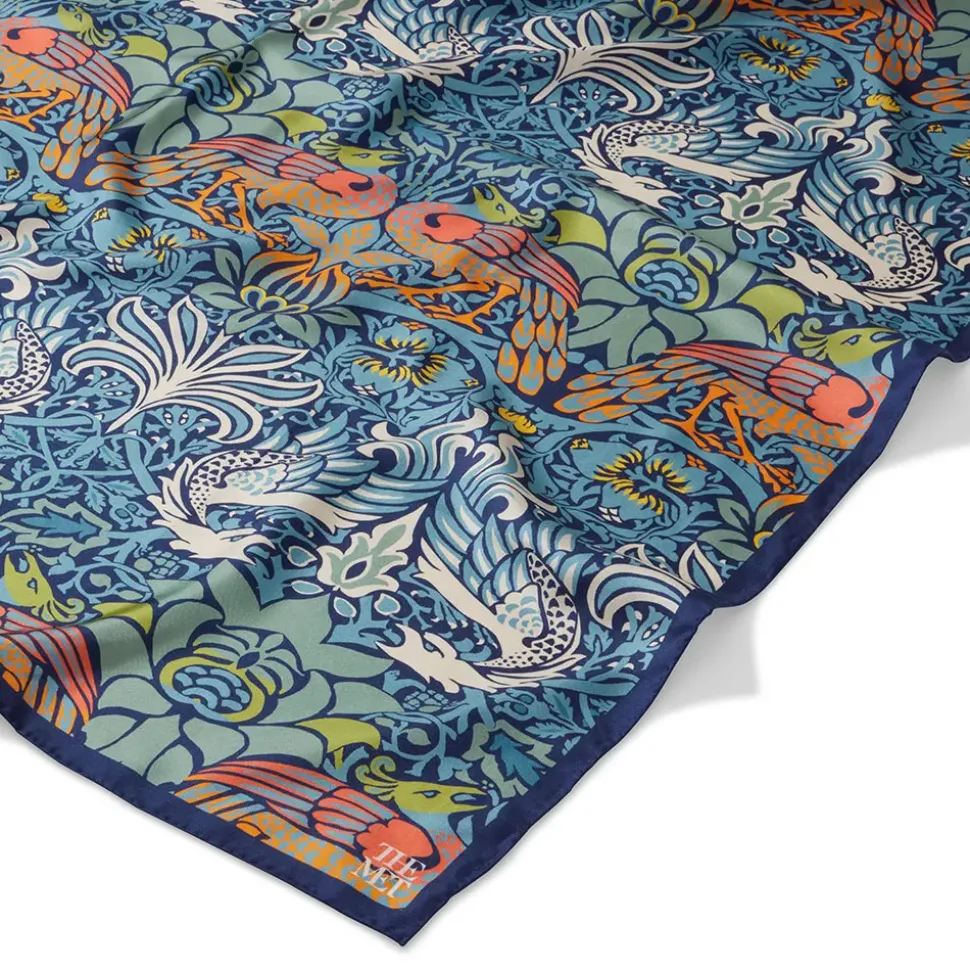 William Morris Peacock And Dragon Square Silk Scarf