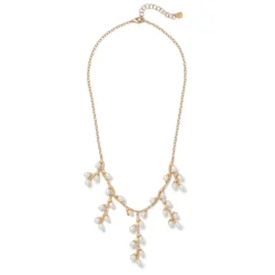 Willow Catkins Pearl Bib Necklace And Drop Earrings Set