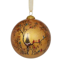 Winter Birds Hand-Painted Glass Ornament Set