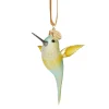 Yellow Hummingbird Glass Ornament
